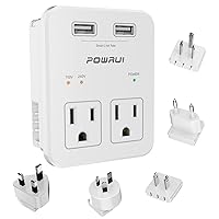 Travel Essentials European Plug Adapter - International Power Plug with 2 USB Ports & 2 US Outlets, Plug for Europe, UK, China, Australia, Japan, Fit for Laptop, Cell Phones (Not Voltage Converter)