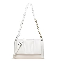 Soft Solid Color Genuine Leather Shoulder Bags for Women Crossbody Bags Chain Ladies Handbags Messenger Bag (Beige)