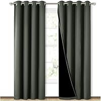 NICETOWN 100% Blackout Curtains 84 inches Long, Pair of Energy Smart & Noise Blocking Out Drapes for Baby Room Window, Thermal Insulated Guest Room Lined Window Dressing(Dark Mallard, 52 inches Wide)