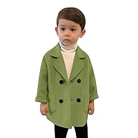Toddler Kids Baby Girls Boys Plaid Solid Coat Elegant Notched Collar Double Breasted Jacket Wool Coat Boys