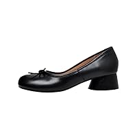 Leather Shoes for Women Leather Split Toe Round Low Heels Shoes Women Spring Bowknot Feet Pumps Ladie