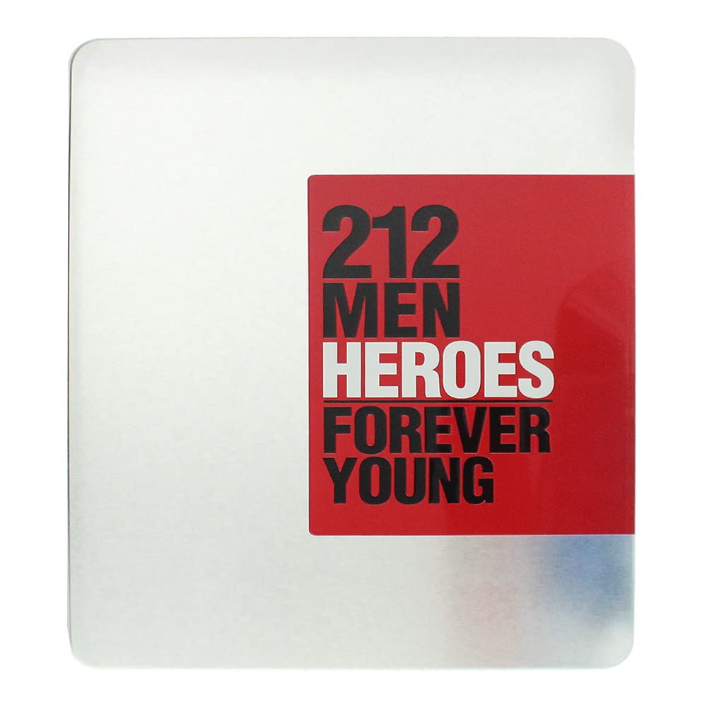 Carolina Herrera 212 Heroes Forever Young 3oz EDT Spray, 3.4oz Bath and Shower Gel Men 2 Pc Gift Set