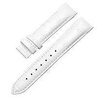 Genuine Leather Watchband for Tissot T035 Wristband Women's Curved End Straps 18mm Fashion Bracelet (Color : Whitre no Clasp, Size : 18mm)