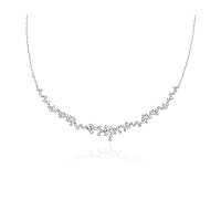 4 CT Round Created Diamond Cluster Wedding Pendant Necklace 14K White Gold Finish