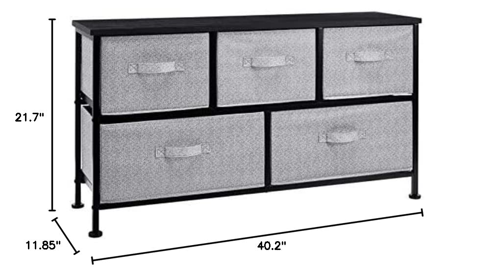 Amazon Basics Extra Wide Fabric 5-Drawer Storage Organizer Unit for Closet, Black