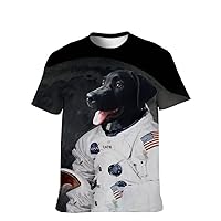 Mens Graphic-Tees T-Shirt Funny-Cool Novelty-Vintage Short-Sleeve Hip Hop: Space Dog Print New Pattern Clothing Nephew Gift