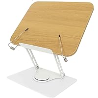 MNKXL Book Stand for Reading,360°Rotating Base Book Holder for Reading Hands Free,Cookbook Stand,Wooden Panel Aluminium Base Stand for Cookbook,Laptop,Textbook