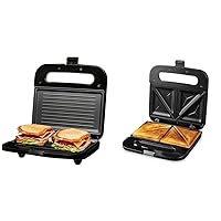 OVENTE 750W Electric Panini Press Grill GP0401B and Sandwich Maker GPS401B with Nonstick Plates, LED Lights, Cool Touch Handles