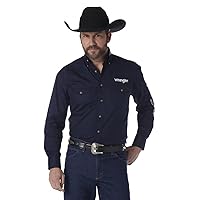 Wrangler Mens Western Logo Long Sleeve Snap Front Shirt