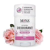 MONA BRANDS All Natural Deodorant For Women & Men | For Sensitive Skin | No Aluminum or Baking Soda | (ROSE 1.76 Oz)
