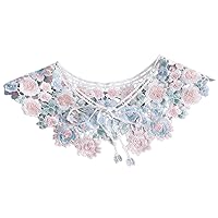 Embroidery Shawl Detachable Blouse Fake Collar Cape Wrap Top Elegant for Women Girls