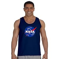 NASA Logo Tank Top Shirt Space Shuttle Rocket Science Geek Tee (X Large, Navy)