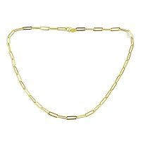 Bling Jewelry Solid Strong Yellow 14K Gold Over .925 Sterling Silver Modern Paperclip Link Chain Choker Necklace For Women Teens Made In Italy 14,16, 18, 20 Inch 3.5-4mm