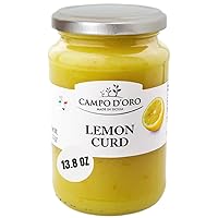 Lemon Curd, 13.8 oz (390g), Made with Sicilian Lemons in Italy, Citrus Lemon custard made with fresh lemon, eggs and butter, Dessert, Pie or Tart Filling, Simply spread it over toast, or on biscuits, croissants, panettoni, Campo D'Oro