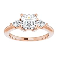 925 Silver,10K/14K/18K Solid Rose Gold Handmade Engagement Ring 1.0 CT Asscher Cut Moissanite Diamond Solitaire Wedding/Gorgeous Gift for/Her Wife Rings