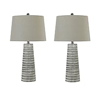 Fangio Lighting's 6299-2PK 28in Casual Grey Resin Table Lamp with Decorator Shade
