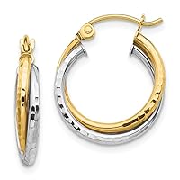 10k Two Tone Gold Textured Twist Hoop Earrings Fine Jewelry For Women Gifts For Her