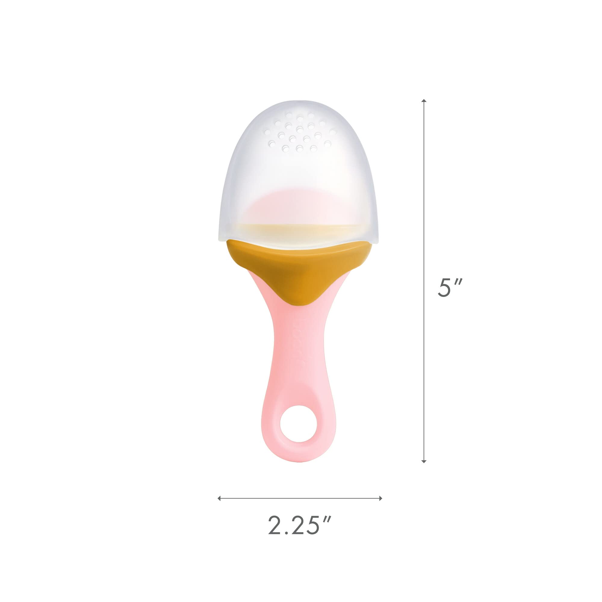 Boon PULP Silicone Baby Feeder — 2 Count — Orange/Pink and White/Mauve — Soft Silicone Vegetable and Fruit Feeders — Teething Baby Essentials