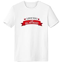 Valentine Love You with All My Heart T-Shirt Workwear Pocket Short Sleeve Sport Clothing