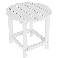 LZRS Round Adirondack Side Table End Table, Outdoor Side Tables for Patio, Backyard,Pool, Indoor Companion, Easy Maintenance & Weather Resistant(White)