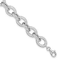 5.25mm 925 Sterling Silver Rhodium Plated Micro Pave CZ Cubic Zirconia Simulated Diamond Rolo Link Bracelet 7.5 Inch Jewelry Gifts for Women