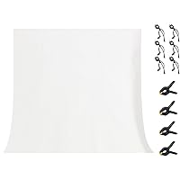 10x10ft White Backdrop Non-Woven Fabric Background Solid Color Photo Backdrop Studio Photography Props for Video Recording with 4X Spring Clamps,6X Clips WLY49