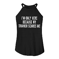 I'm Only Here Because My Trainer Scares Me Letter Rocker Tank Tops Women Summer Halter Neck Sleeveless Workout Cami