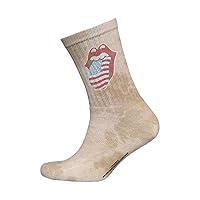 Unisex-adult Rolling Stones US Tongue (US Men's Shoe Size 8 - 12) Socks One Size Tie-Dye Natural