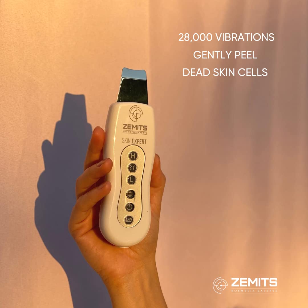 Zemits SkinExpert | Ultrasonic Skin Scrubber | Home&Professional Use | Blackhead Extractor, Sonic Face Spatula, Skin Care Tool, Pore Extraction Facial Device | Wireless Rechargeable | US Brand