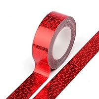 Syntego Solid Foil Holographic Glitter Effect Washi Tape Decorative Self Adhesive Masking Tape 15mm x 5m (Red)