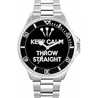 Black Keep Calm Throw Straight Mens Wrist Watch 42mm Case Custom Design
