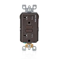 Dual-Function AFCI/GFCI Outlet, 20 Amp, Self Test, Tamper-Resistant with LED Indicator Light, Protection from Both Electrical Shock and Electrical Fires in One Device, AGTR2, Brown