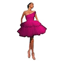 One Shoulder Tiered Tutu Tulle Ball Gown Short Homecoming Dresses Women Evening Cocktail Gowns