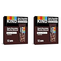 KIND Bars, Dark Chocolate Mocha Almond, Healthy Snacks, Gluten Free, Low Sugar, 5g Protein, 12 Count (Pack of 2)