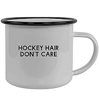 Hockey Hair Don't Care - Stainless Steel 12oz Camping Mug, Black