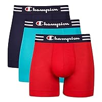 Champion Men's Cotton Moisture-Wicking Performance Stretch Boxer Briefs, 3-Pack