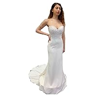 Sweetheart Neckline Lace Corset Mermaid Bridal Ball Gowns Train Satin Wedding Dresses for Bride Long