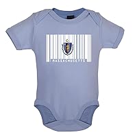 Massachusetts Barcode Style Flag - Organic Babygrow/Body Suit