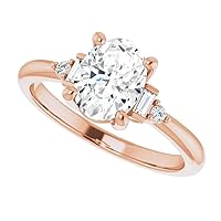 10K/14K/18K Solid Rose Gold Handmade Engagement Ring 1.0 CT Oval Cut Moissanite Diamond Solitaire Wedding/Bridal Gift for Women/Her Gorgeous Ring