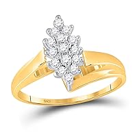 The Diamond Deal 10kt Yellow Gold Womens Round Diamond Marquise-shape Cluster Ring 1/4 Cttw
