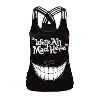 Gothic Crop Top for Women Goth Fairy Grunge Tank Tops Punk T-Shirt Streetwear Workout Tees Emo Blouse