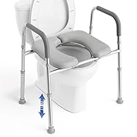 Raised Toilet Seat with Handles for Seniors Toilet Seat Riser for Elderly Handicap Toilet Seat Riser with Bars, Adjustable Height Raised Toilet Chair for Elderly and Disabled, 400 Lbs