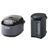 Zojirushi Rice Cooker & Warmer (10-Cup) and Water Boiler & Warmer (5.0 Liter), Metallic Black