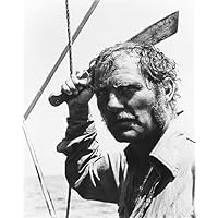 Jaws Robert Shaw as Quint holding machete on Orca 8x10 inch photo