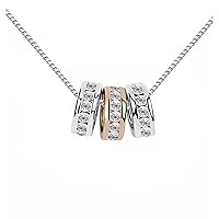 G! Necklace 'Three Rings', adorned with sparkling Swarovski® crystals, Color: white gold