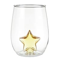 Slant Collections 3D Wine Glass Stemless Wine Glass With Figurine, 16-Ounce, Star