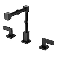 Faucets,3 Hole Basin Mixer Taps Brass Hot and Cold Water Swivel Bathroom Sink Mixer Tap/Black