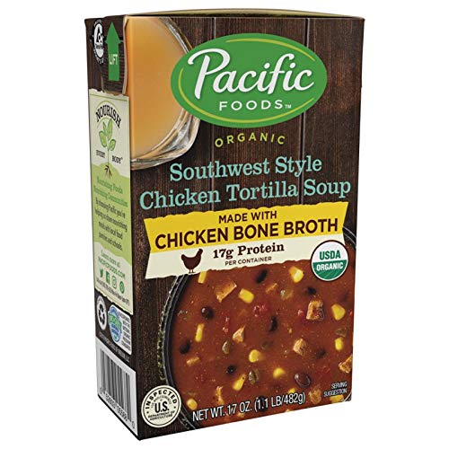 Pacific Foods Organic Southwest Style Chicken Tortilla Soup with Chicken Bone Broth 17 oz (Pack of 12)