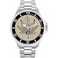 Keep Calm and Smoke Weed Mens Wrist Watch 42mm Case Custom Design