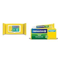 Preparation H Hemorrhoid Flushable Wipes with Witch Hazel for Skin Irritation Relief - 96 Count & Hemorrhoid Symptom Treatment Cream (0.9 Ounce Tube), Maximum Strength Multi-Symptom Pain Relief
